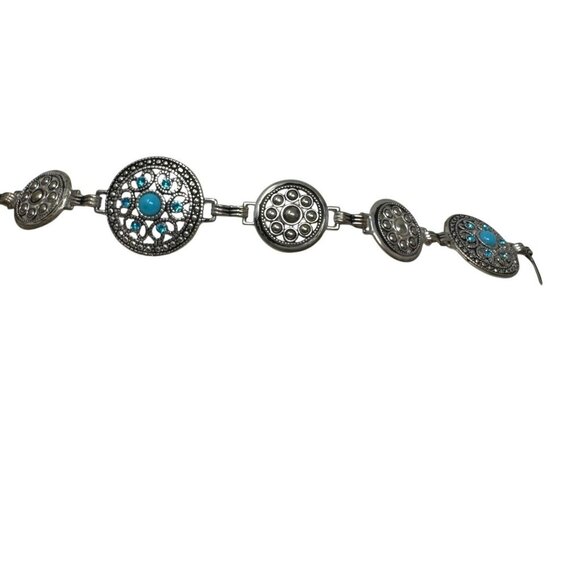 Vintage womens concho belt silver turquoise circle discs One size - Picture 8 of 11